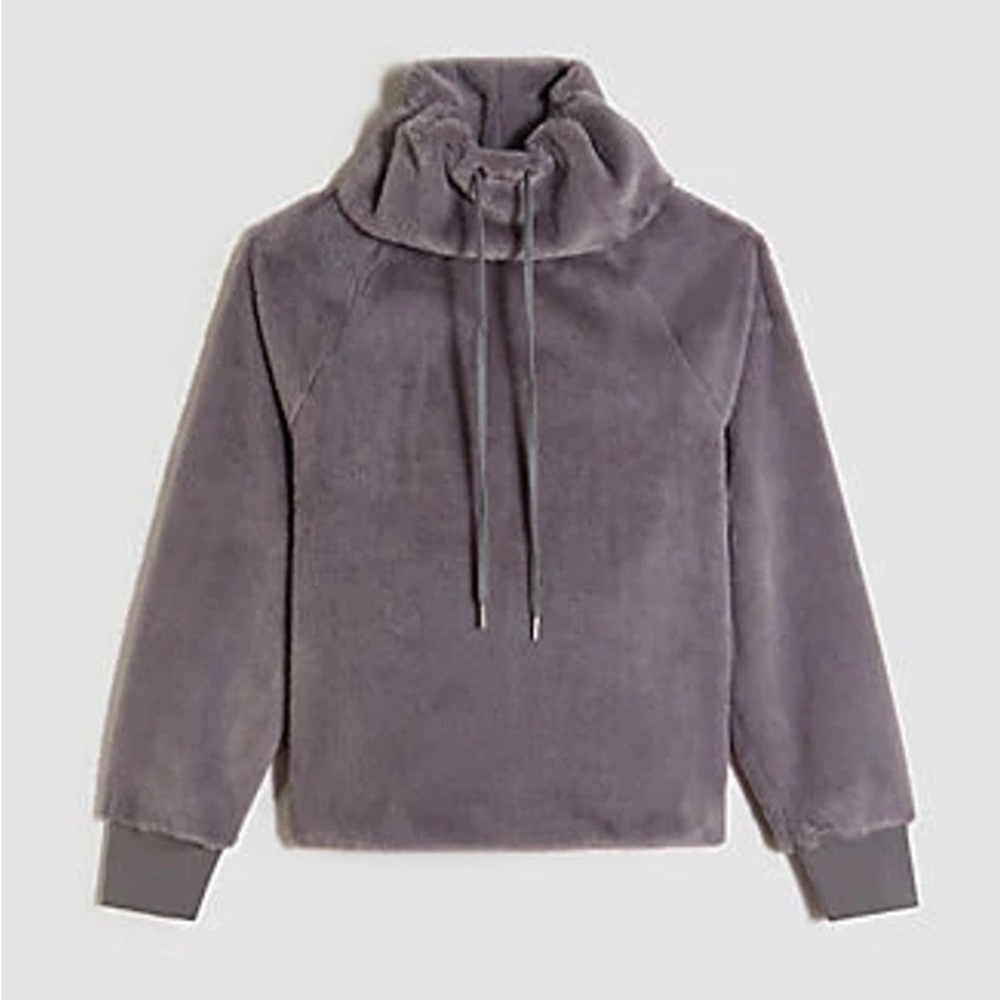 Ann Taylor Faux Fur Funnel Neck Sweatshirt